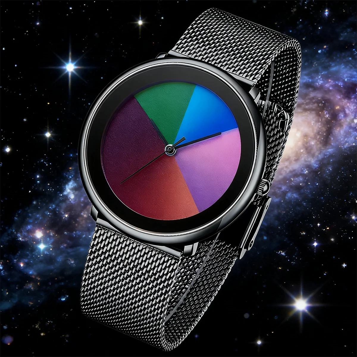 LIGE New Unique Woman Watch Fashion Changing Color Dial Striped Woman Watch Casual Mesh Waterproof Quartz Women's Wristwatch