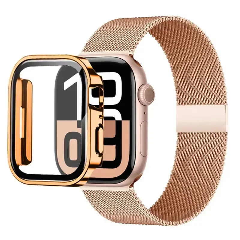 Milanese lusband voor Apple Watch Ultra 49 mm band 44 mm 40 mm 41 45 mm goud zilver luipaard armband + case iWatch 9 8 7 6 5 4 3 SE
