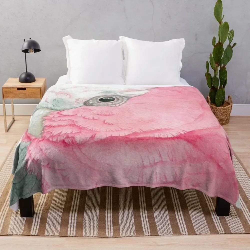 

Watercolor Galah pink cockatoo watercolor portrait Throw Blanket