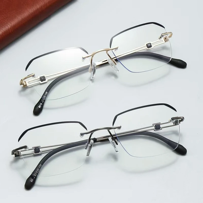 Men Fashion Business Reading Glasses Unisex Trendy Rimless Square Far Sight Eyeglasses Women Male Vintage Computer Eyewear image 2