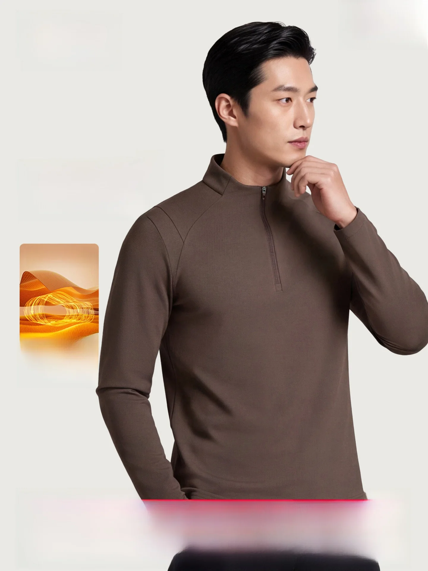 Warm Half Zip Long Sleeve Men's T-Shirt Base Layer Shirt for Autumn Winter Fitness Running Climbing Cycling Office Casual Wear