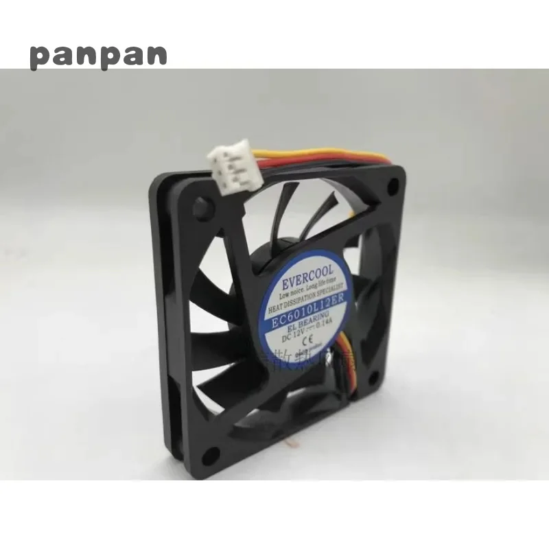 Original New Cooler Fan for EVERCOOL EC6010L12ER DC12V 0.14A 3-wire Silent Fan 6010 60*60*10mm