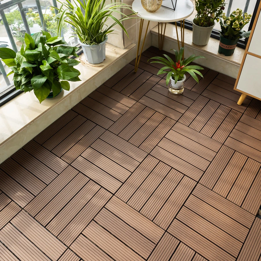 

Courtyard Floor Outdoor Splicing Plastic Wood Flooring, Balcony, Self Laying Terrace Renovation Flooring, Home Decoration