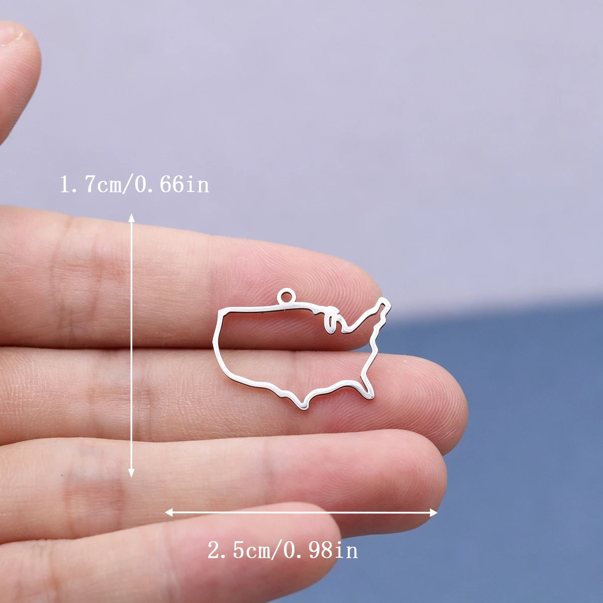 3pcs United States Map Pendents For Necklace Bracelet Stainless Steel USA Map Charms DIY Jewelry Making Accessories