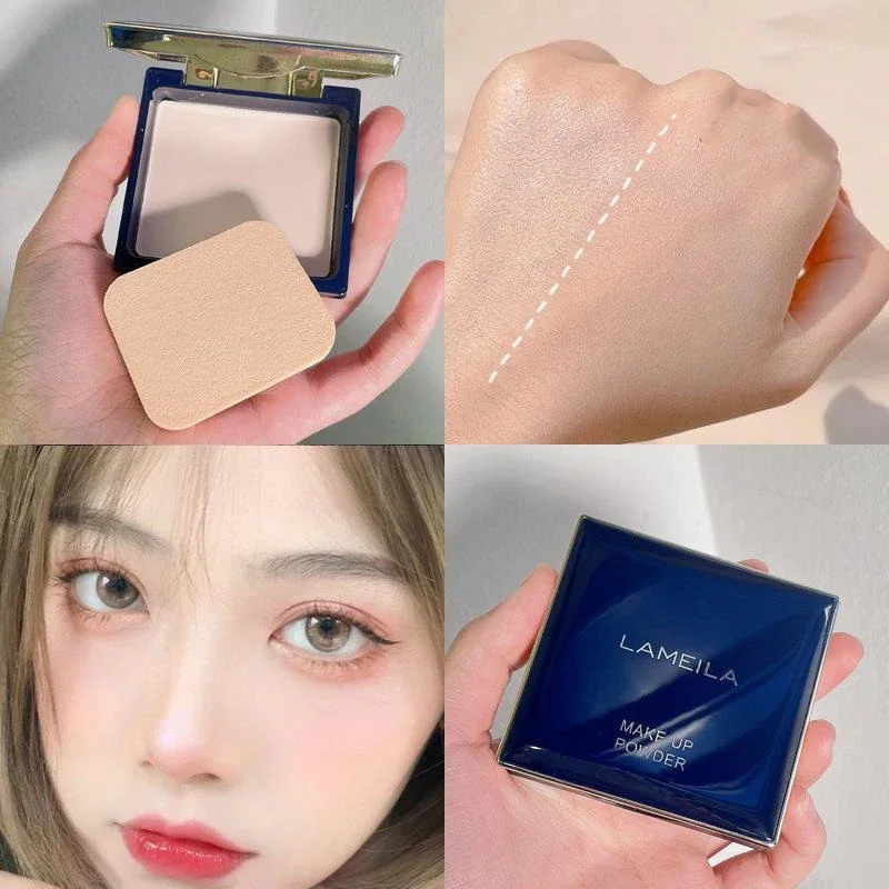 Polvo facial de larga duración con control de aceite resistente al agua con soplo - Polvo fijador de maquillaje para cosméticos de base facial