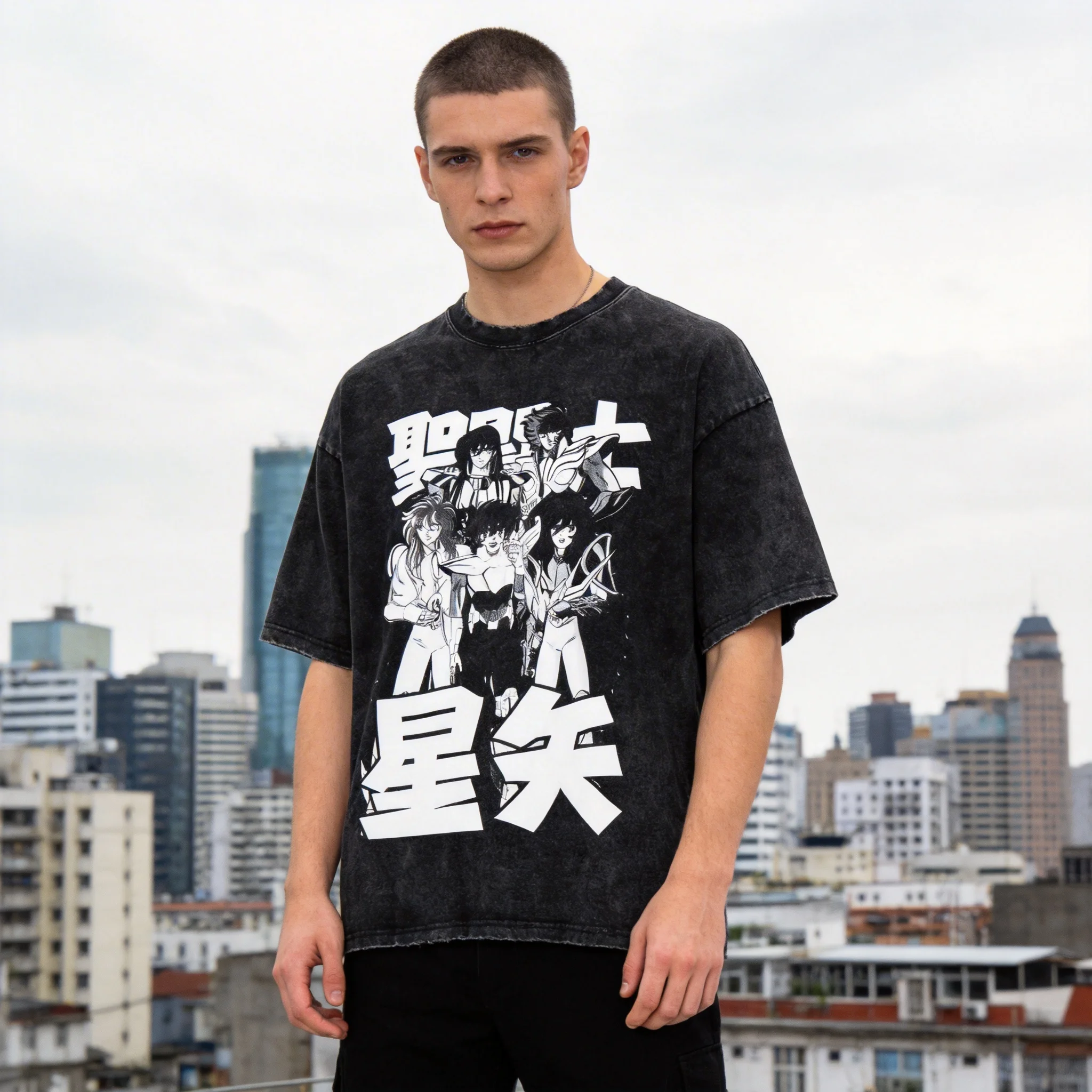 Oversized Saint Seiya Print T Shirt For Men 2026 Harajuku Streetwear Casual Short Sleeve Graphic Tee Tops