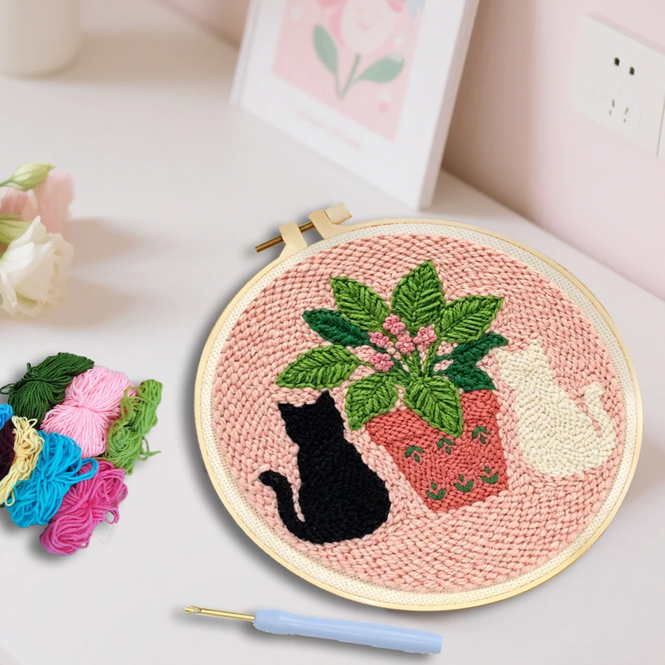 GATYZTORY punch needle embroidery package crafts supplies adults Knit Yarn Sewing kit Animals for needlework and creativity Set