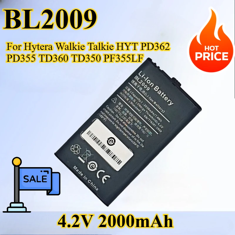

4.2V 2000mAh BL2009 Replacement Battery For Hytera Walkie Talkie HYT PD362 PD355 TD360 TD350 PF355LF PD365LF PD365 2Way Radios
