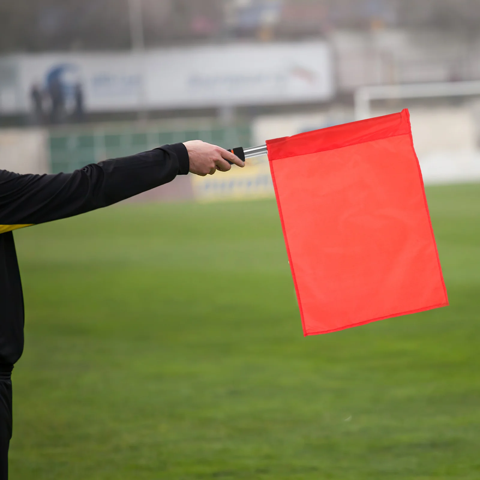 4 Buah Bendera Wasit Pertandingan Bahan Stainless Steel Untuk Sinyal Lapangan, Bendera Merah Tahan Lama Ringan Untuk Sinyal