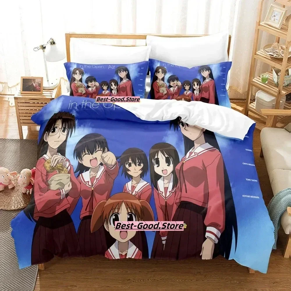Azumanga Daioh طقم سرير غطاء لحاف ورقة مطبوعة طقم سرير كيس وسادة سرير كامل الملكة الملك الحجم المعزي غرفة نوم