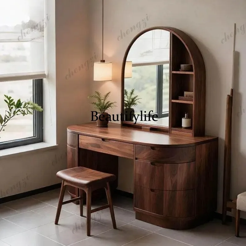 

PPP Brown Wooden Vanity Table Living Rooms Aesthetic Beauty Europa Dresser Bedroom Drawers Luxury Meuble Coiffeuse Bedroom Furni