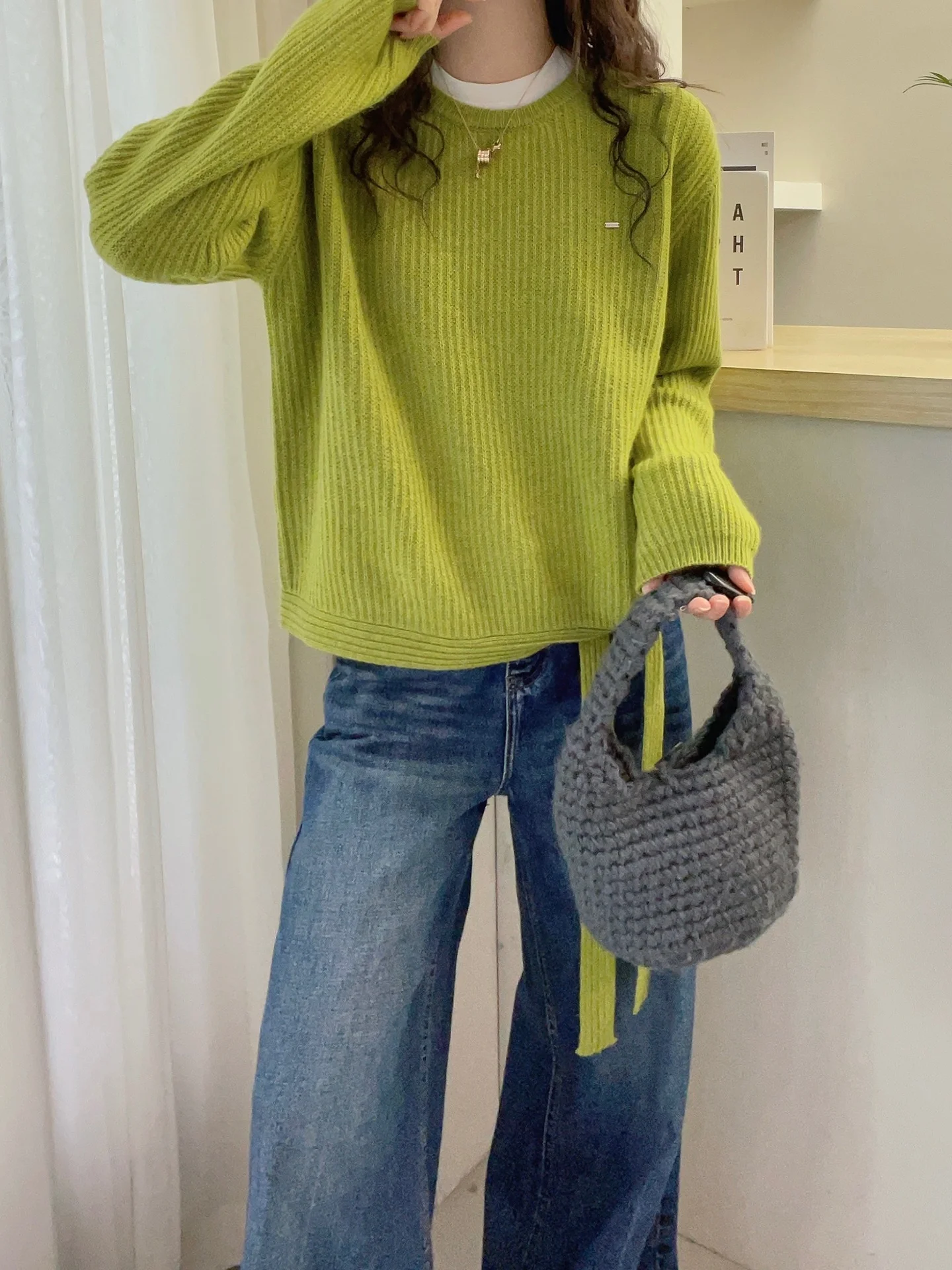 

Зимний длинный свитер-свек, удобный свободный вязаный топ, модный дизайн, универсальная модная зимняя одежда