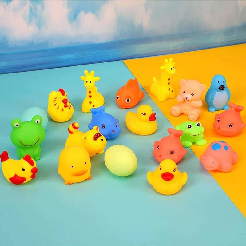 10PCS Children Cartoon Bathing Enamel Animal Toys Baby Yellow Duck Water Toys Baby Shower Toys Bathroom Supplies Gifts TMZ