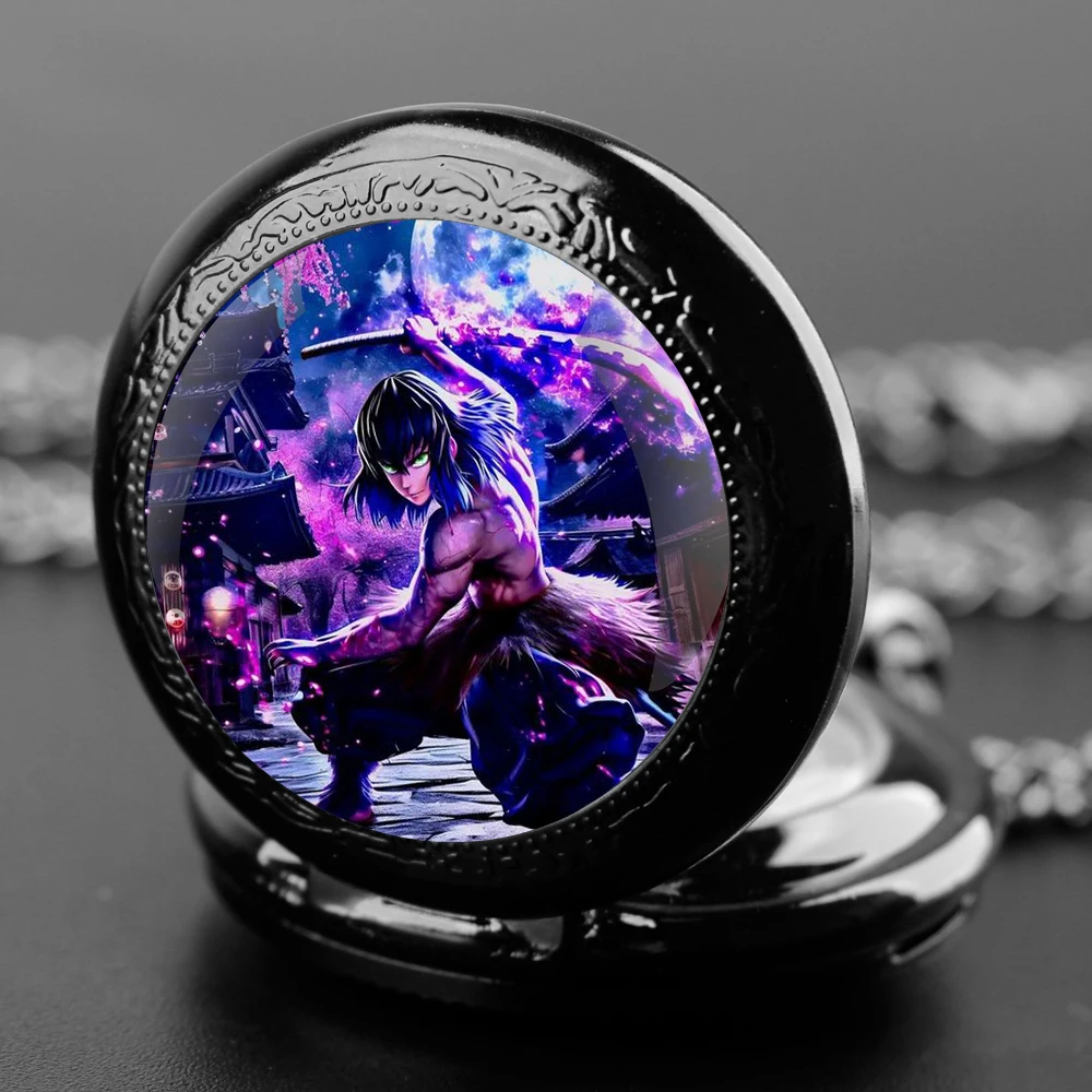 Obanai Iguro Demon Slayer Quartz Pocket Watch para homens e mulheres, relógio vintage, colar de pingente NoYaiba Kyojuro, joias para crianças