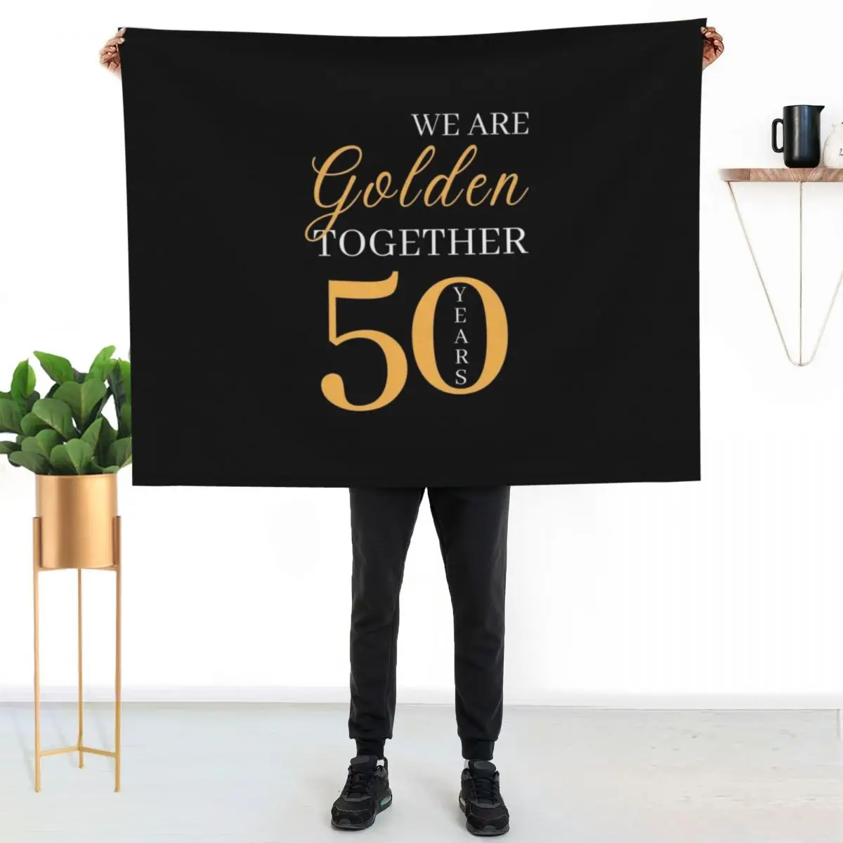 50th Wedding Anniversary Throw Blanket Thin Stuffeds Sofa Soft Big Thermal Soft Plush Plaid Blankets