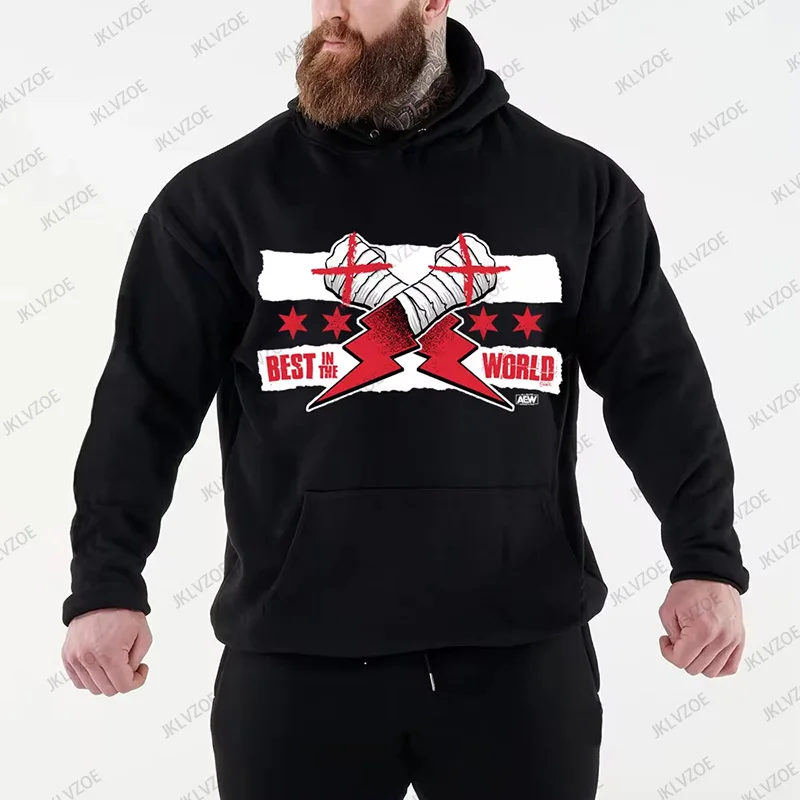 2024 Autumn Winter New Men's Famous Wrestler Return of CM Punk Men's Black Hoodie Street Sports Casual Pullover Oversized Hoody