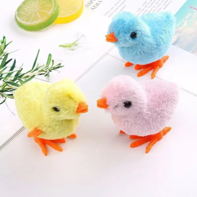 Simulated Animal Clockwork Chick Plush Jumping Chicken Children's Toy Pollo De Tiras Запускной Цыпленок  Игрушки Для Мальчика