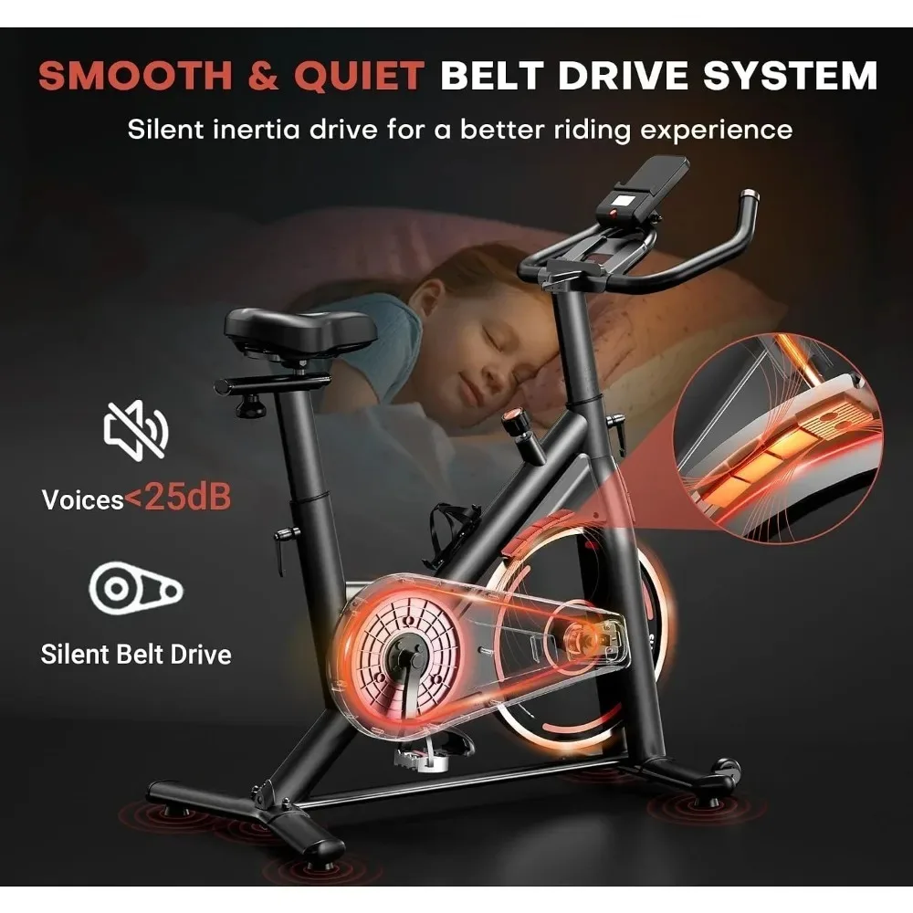 Adjustable Magnetic Resistance Stationary Exercise Bike,App Compatible & Silent Operation,For Home Indoor Cycling, Custom
