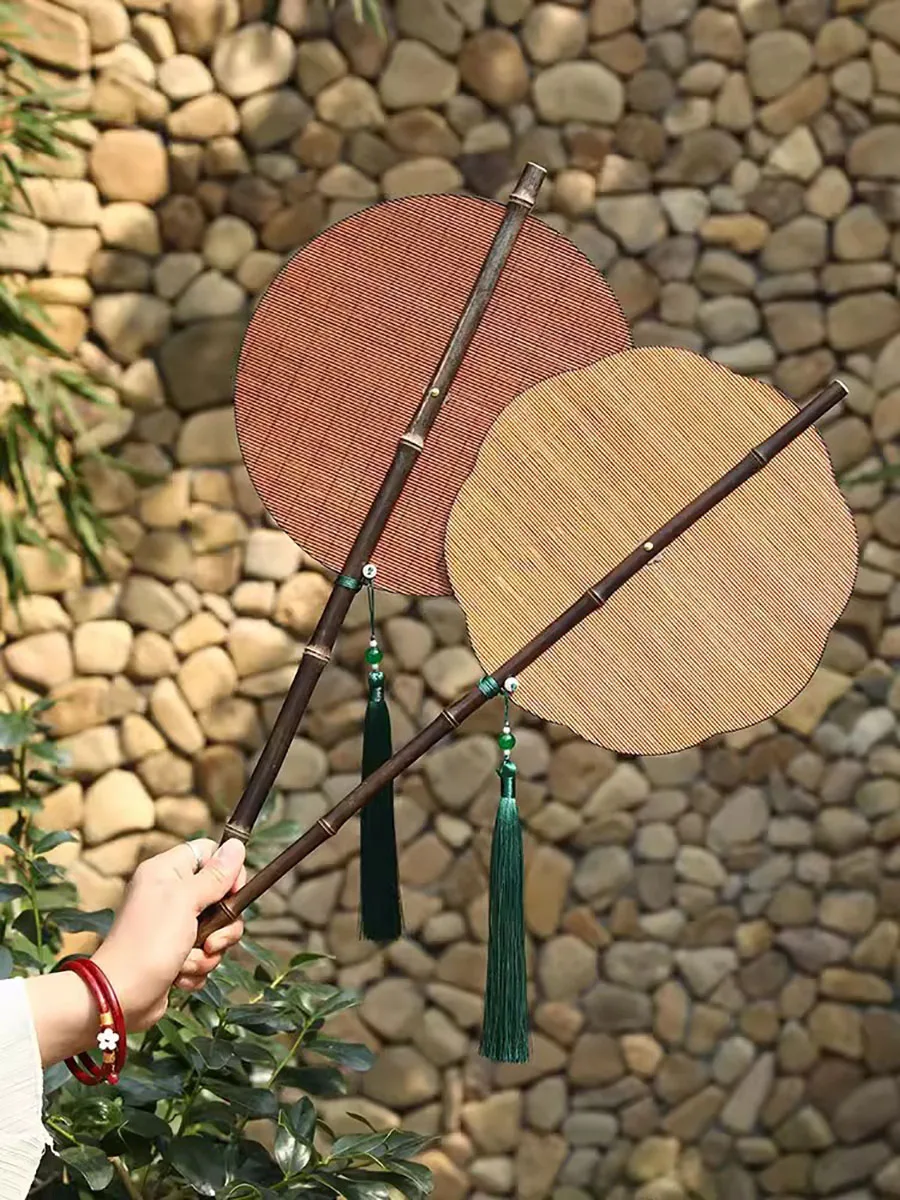 Vintage Bamboo Fans Chinese Foldable Summer Waist Fan Ancient Style Hanfu Cooler Fan Mamian Dress Accessory Crafts Shooting Prop