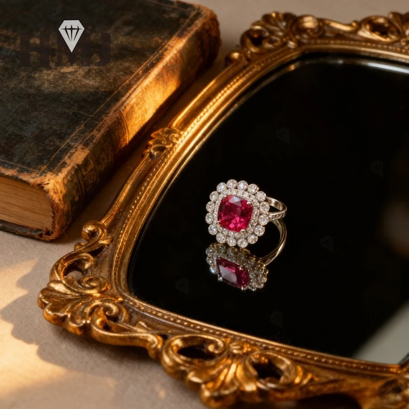 Lab Grown Padparacha/Sapphire/Ruby Cushion Cut Gemstone Jewelry Pink Blue Red Elegant Design for Women Christmas and Easter