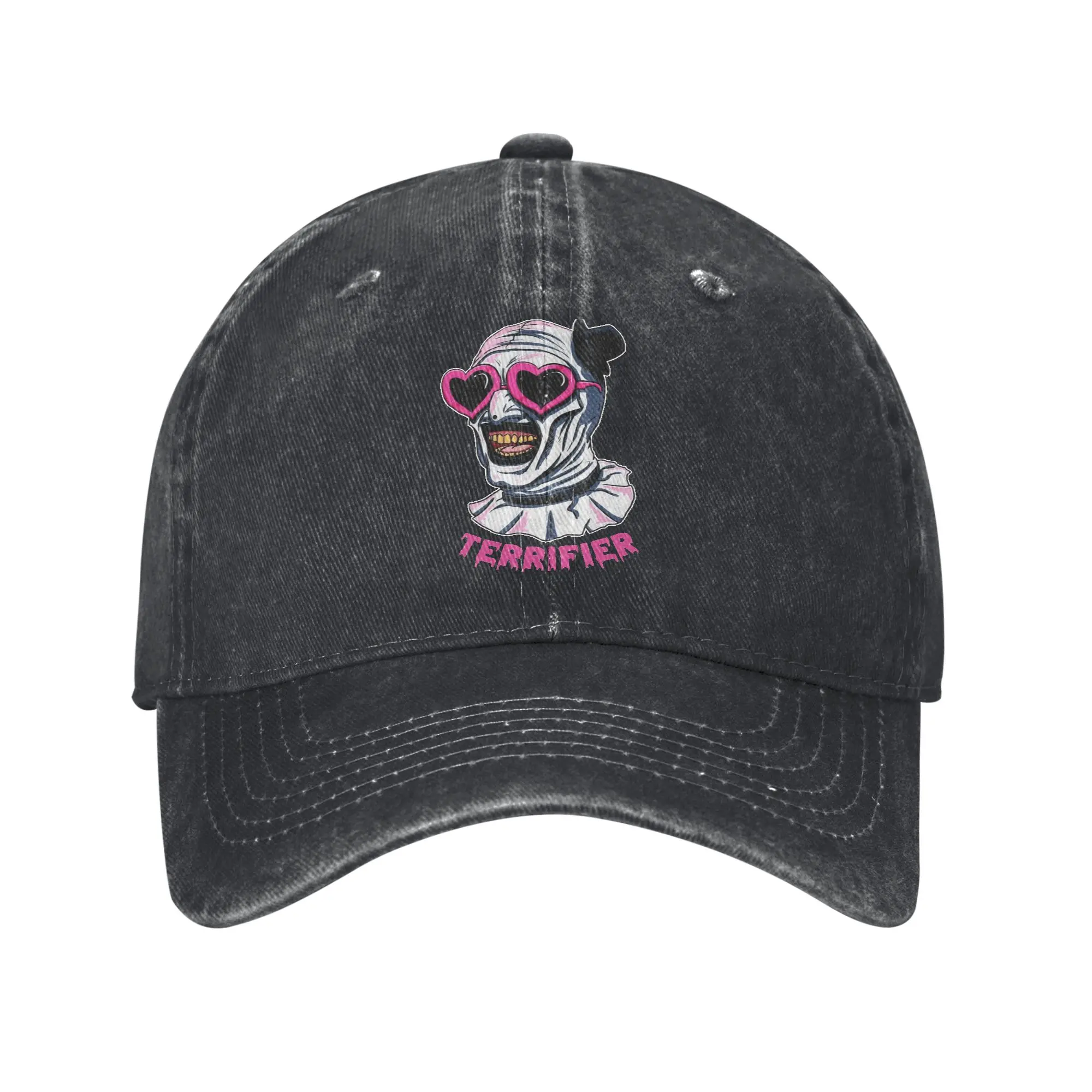 Terrifier Art The Clown Heart Glasses Men Women Baseball Caps  Distressed Denim Washed Caps Hat Vintage Soft Snapback Hat