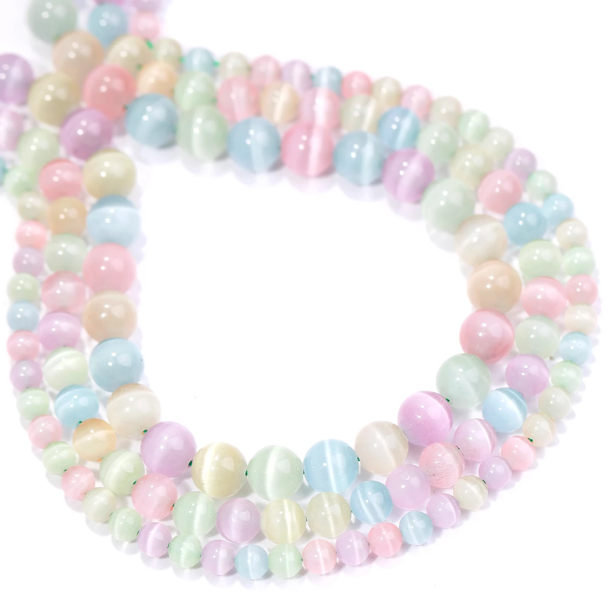 Bunte Katzenaugen-Steinperle, rund, lose Spacer, glatte Perle für Schmuckherstellung, DIY-Halskette, Armband, Zubehör