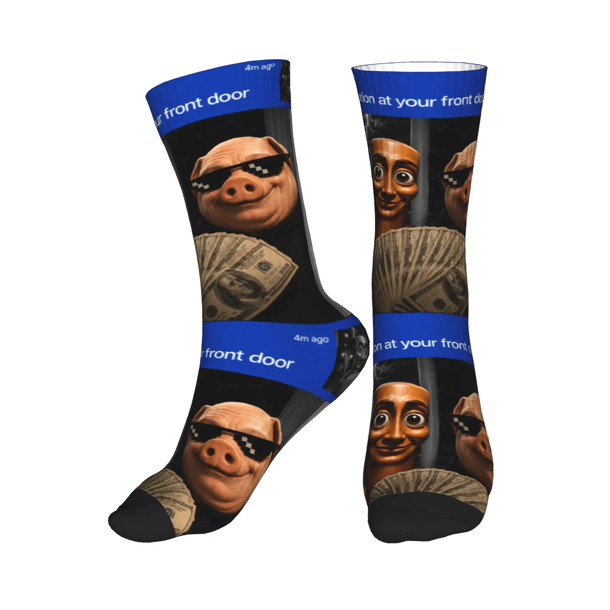 Tung Tung Tung Sahur John Pork Funny Meme Brainrot Stockings Graphic Socks Autumn Anti Sweat Socks Couple Outdoor Soft Socks