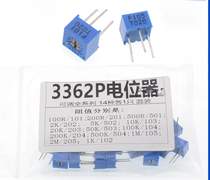 3362P 3362 100R 200R 500R 1K 2K 5K 10K 20K 50K 100K 200K 500K 1M 2M Trimming Potentiometer ชุด DIP ชุด