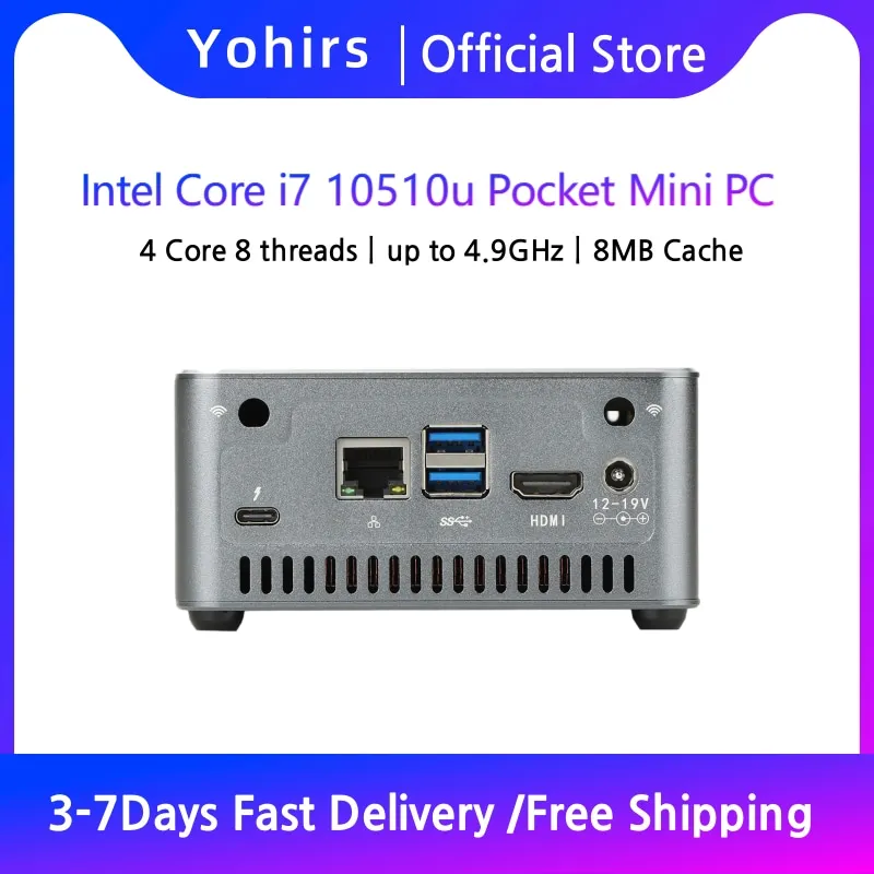 Маленький карманный ПК 10-го поколения Intel Core i7 10510U 10210U 10110U UHD Graphics Thunderbolt 3 windows 11 Type-c мини настольный компьютер