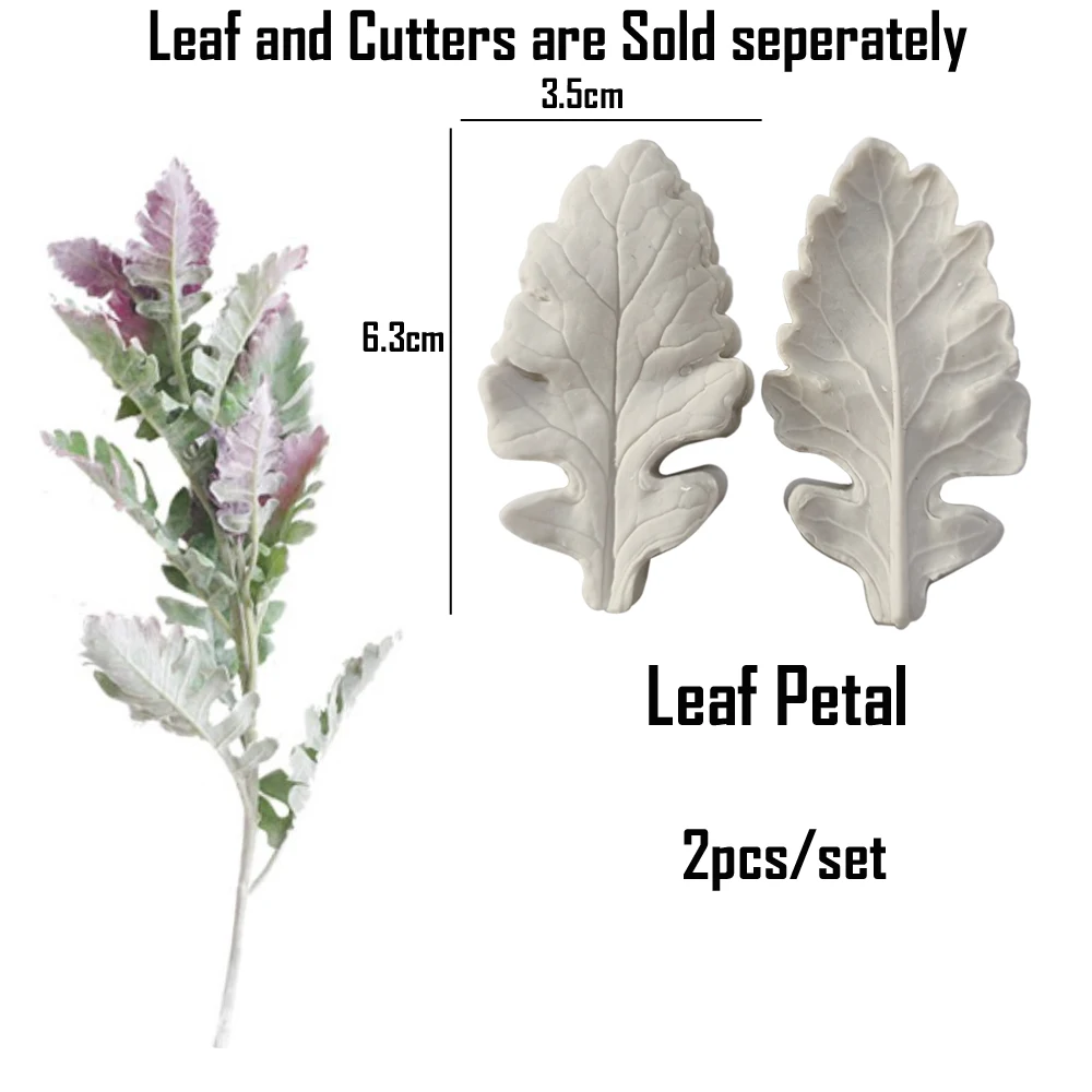 Silver Leaf Petal Veiner Silicone Mould Fondant Flowers Cake Decorating Chocolate Gumpaste Sugarcraft Clay Cold Porcelain M2894