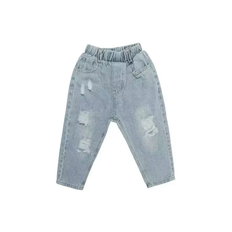 Kids Boys Pants Spring and autumn Baby Jeans 2024 New Children\'s Ripped Jeans Pants Boys KoreanTrousers 2 4 6 7Y