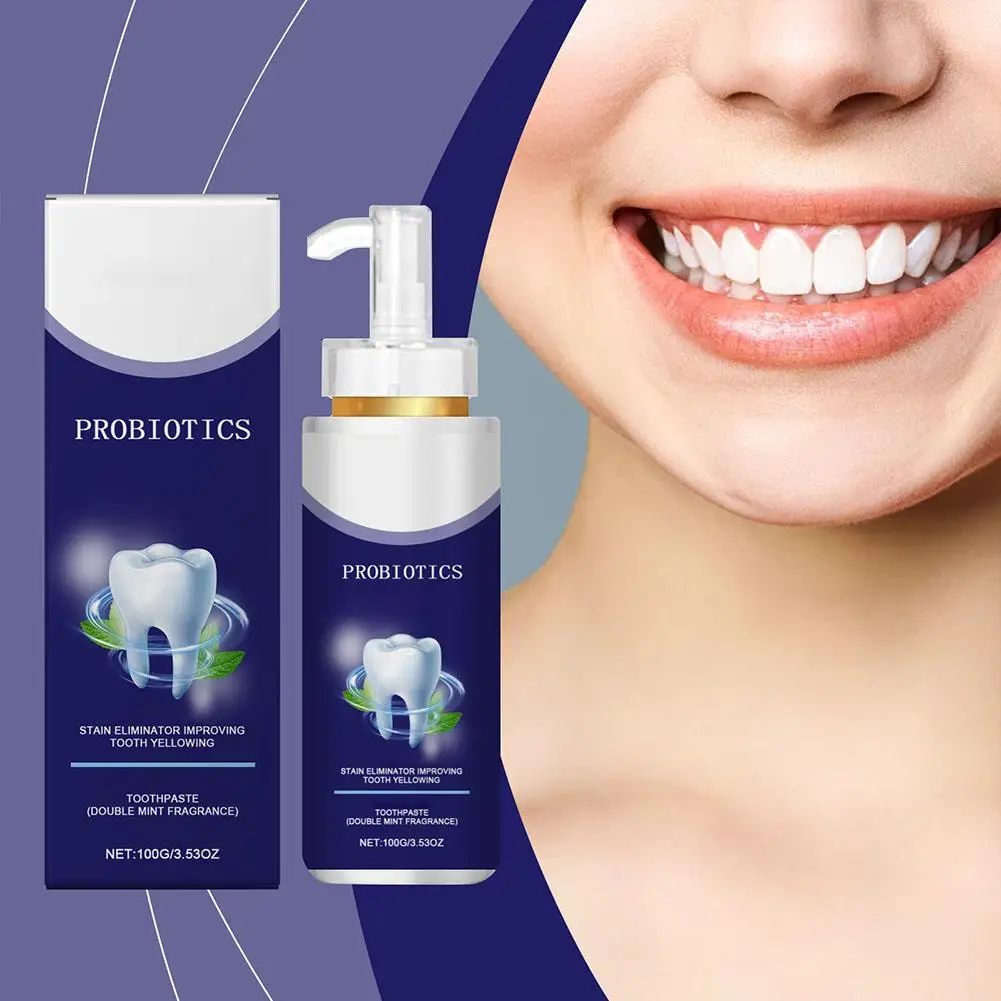 

100g Probiotic Whitening Toothpaste Removes Bad Breath Oral Stains Fresh Care Plaque Whitening And Teeth Breathing Hygiene Z6H1