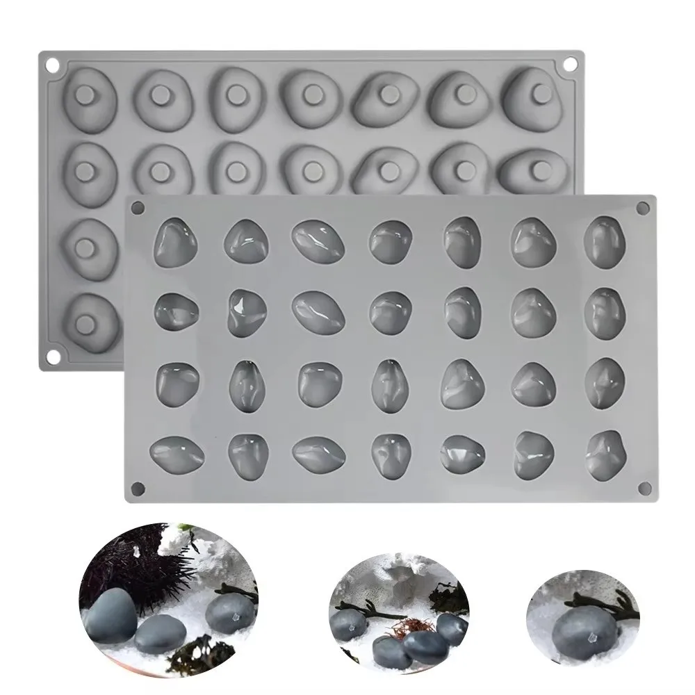 Cobblestone Pattern Cobblestone Silicone Mold Flexible Heat Resistant Chocolate Mold 28Pcs Food Grade Cuisine Mold For Baking