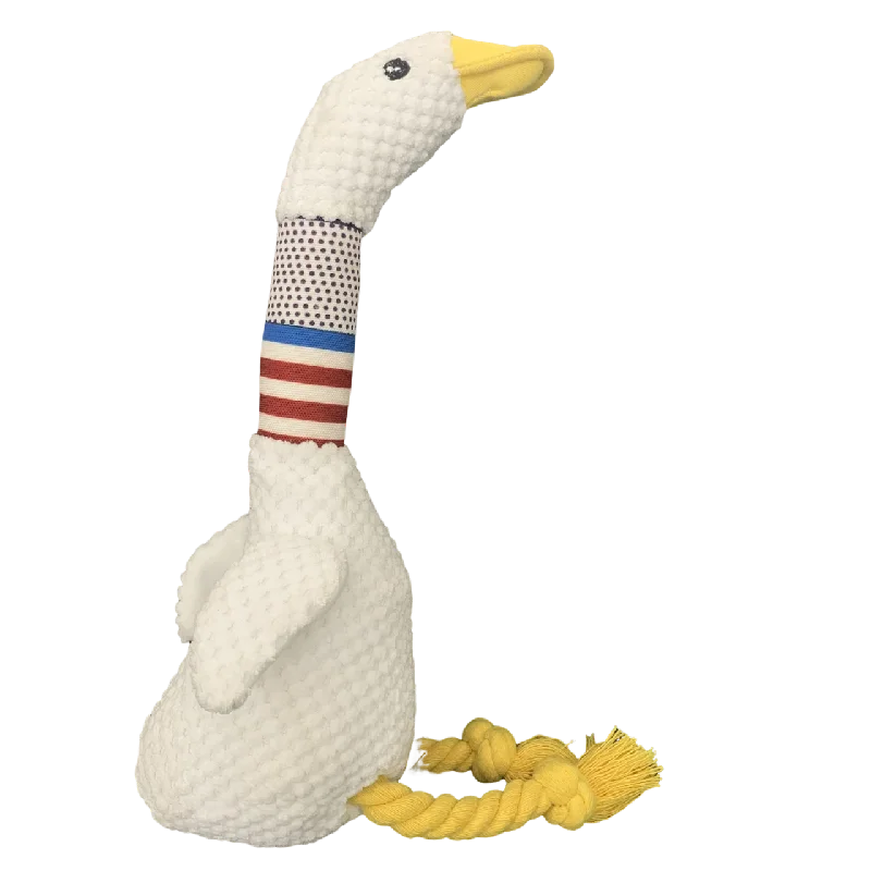 New Pet Dog Plush Sound Toy White Geese Coarse Grain Velvet Bite Resistant Long Necked Duck Toy Supplies Interactive Dog Toys