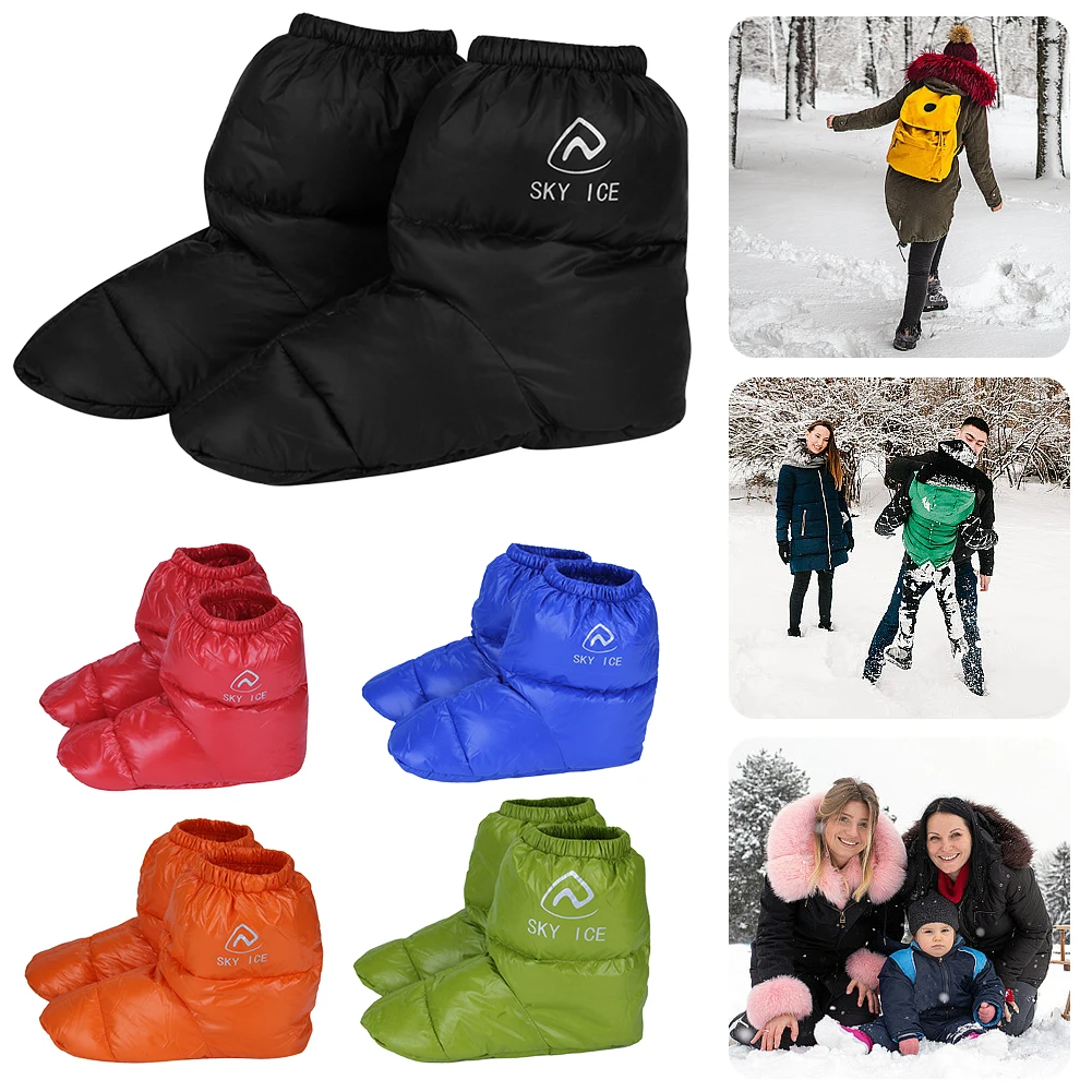 

Пуховые ботинки, ветрозащитные теплые носки, зимняя обувь для женщин и мужчин, сверхлегкие носки для сна, грелки для ног, водонепроницаемые изолированные ботинки