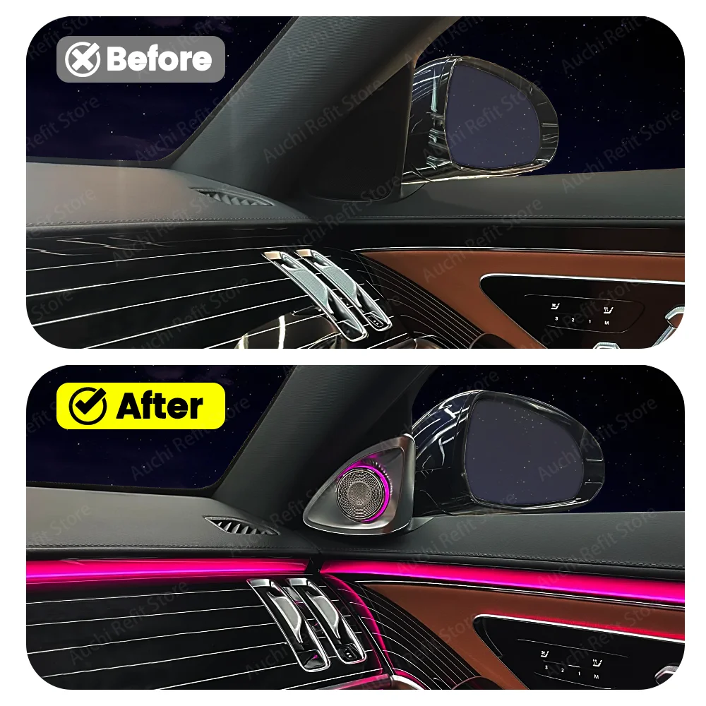 

11x11cm For Mercedes-benz 4d Rotating Tweeter S-class W223 64 Colors Led Luminous Car Speaker Horn Refit 4D Horn Ambient Light