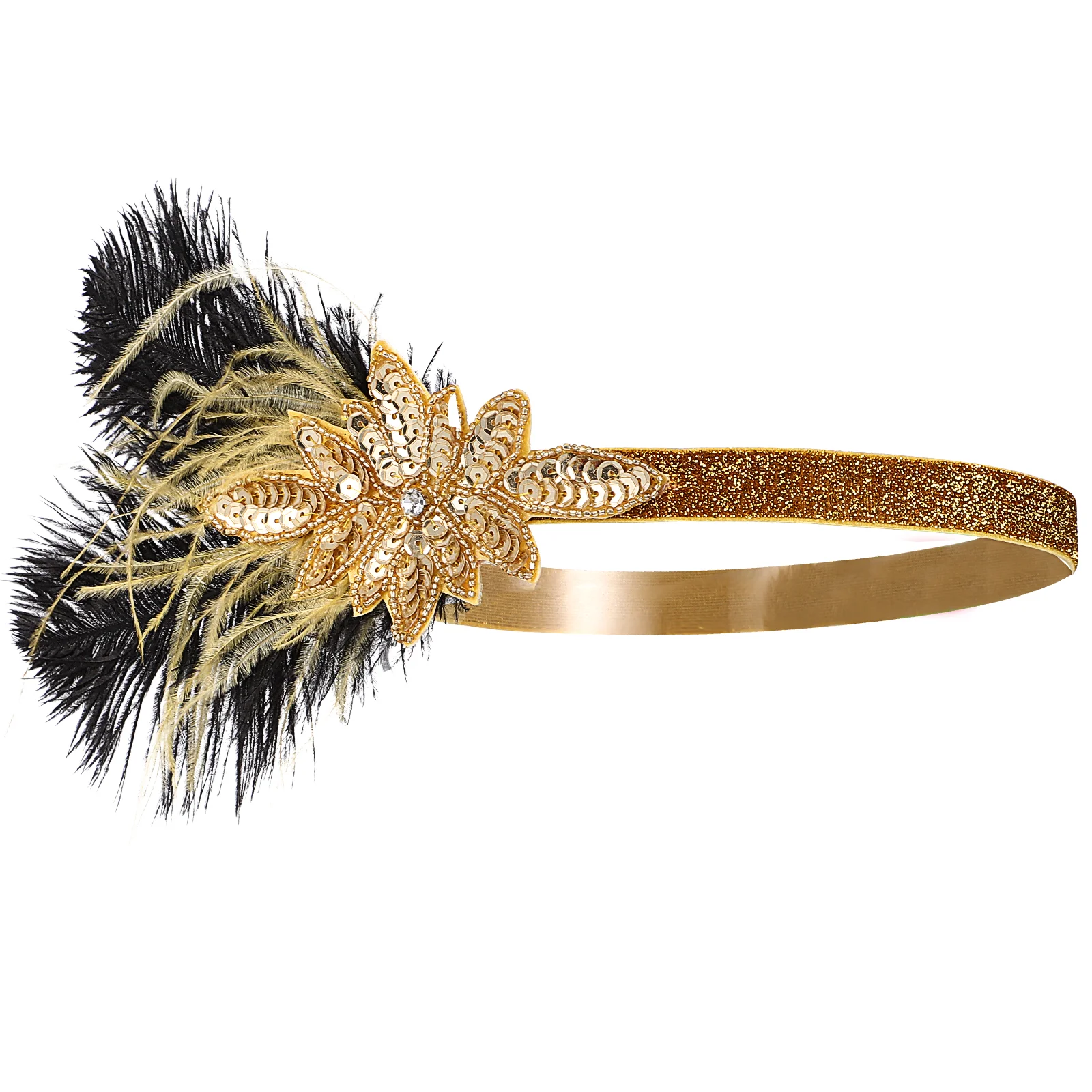 Accessories Women's Vintage Decor Plume Headpiece Decorate Feather Bling Rhinestone Bands Glitter Headband