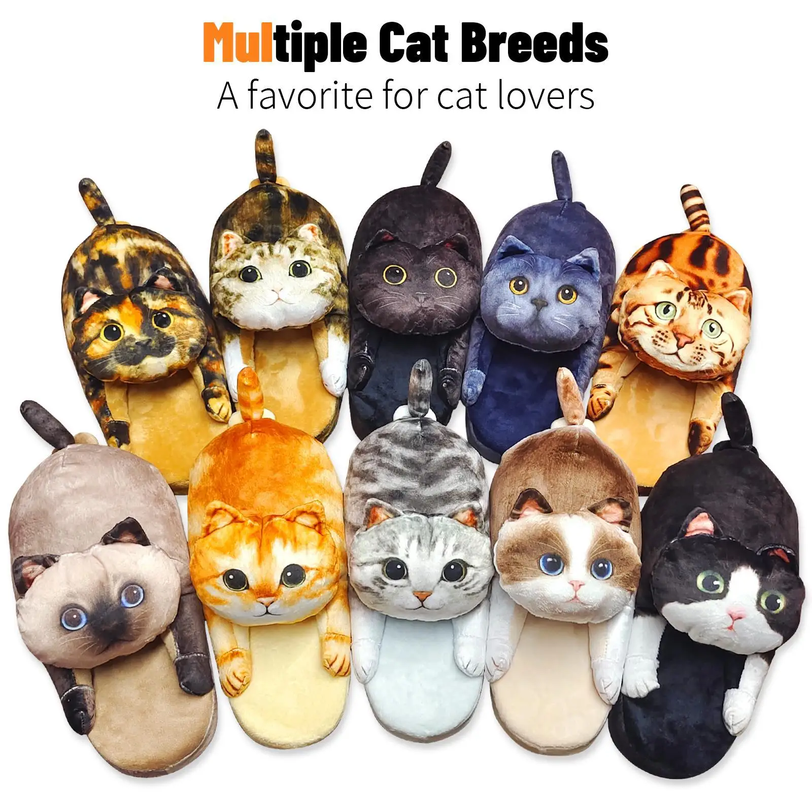 Cat Slippers Men Women Comfortable Non-Slip Cotton Drag Simulation Cat New Cat Person Cute Gift Home Slippers And Sandals