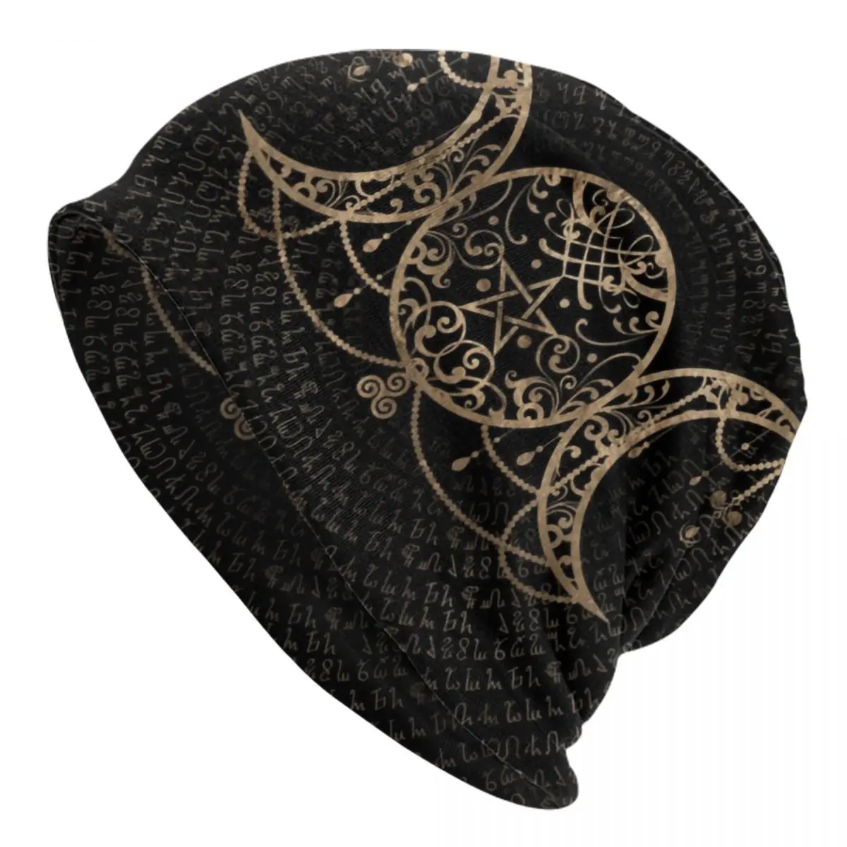 Triple Moon Goddess Skullies Beanies Caps Unisex Winter Warm Knitting Hat  Pentagram Pagan Wiccan Bonnet Hats Outdoor Ski Cap