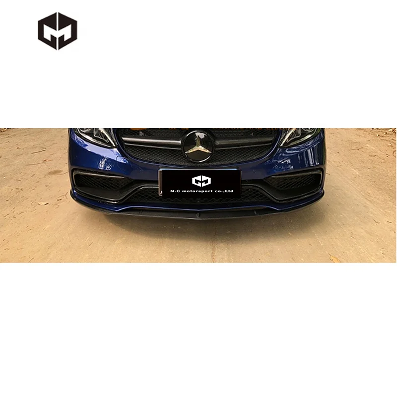 Carbon Fiber Front Bumper Lip Cover Canards Splitters for  Ben z C Class W205 C63 AMG Sedan Coupe