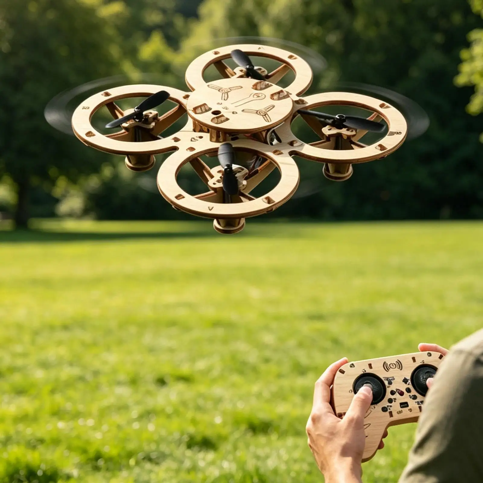 Wooden DIY Rc Drone Kit Assembled Remote Control Flying Toy Electtric Handmade Quadcopters Remote Aircraft Science Gadget