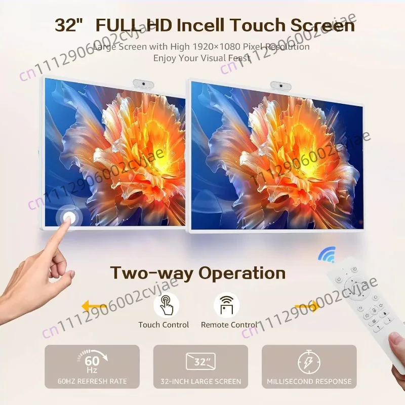 32 Inch Android 13 TV 8+128G 1080P Built-In Battery Family Indoor Smart Tv Wheels for Study Business Entertainment Portable Tv