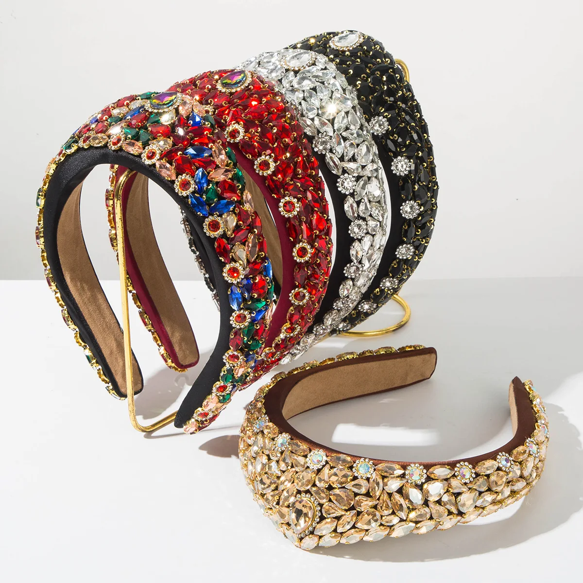 

New Retro Baroque Style Full Diamond Super Shiny Crown Headband for Ballroom Hair Accessories