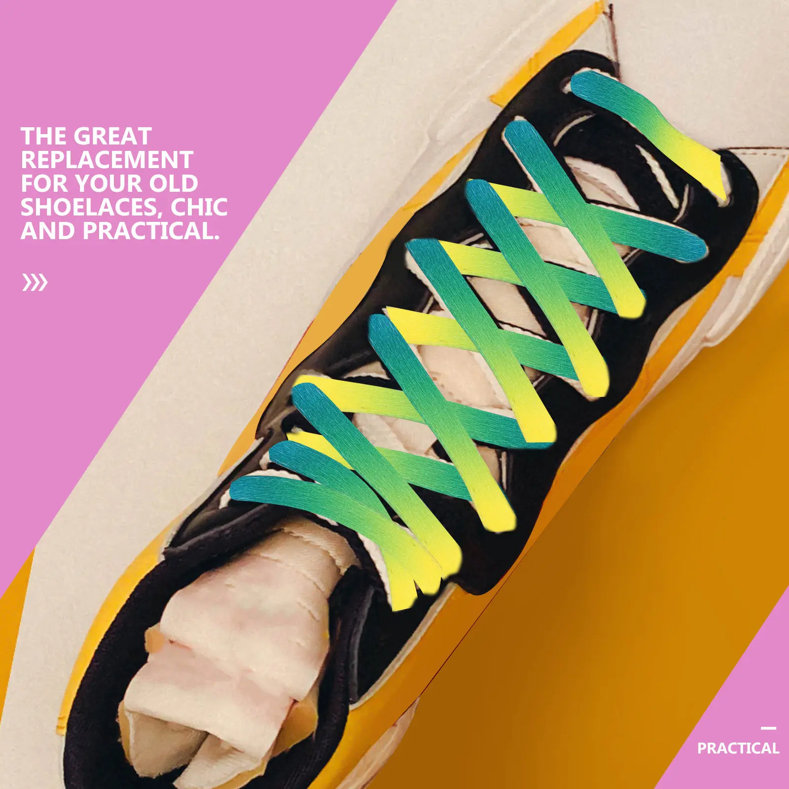 20Pcs 140Cm Colorful Gradient Shoelaces High Quality Sturdy Shoestrings for White Sneakers Canvas Shoes Fashionable Universal