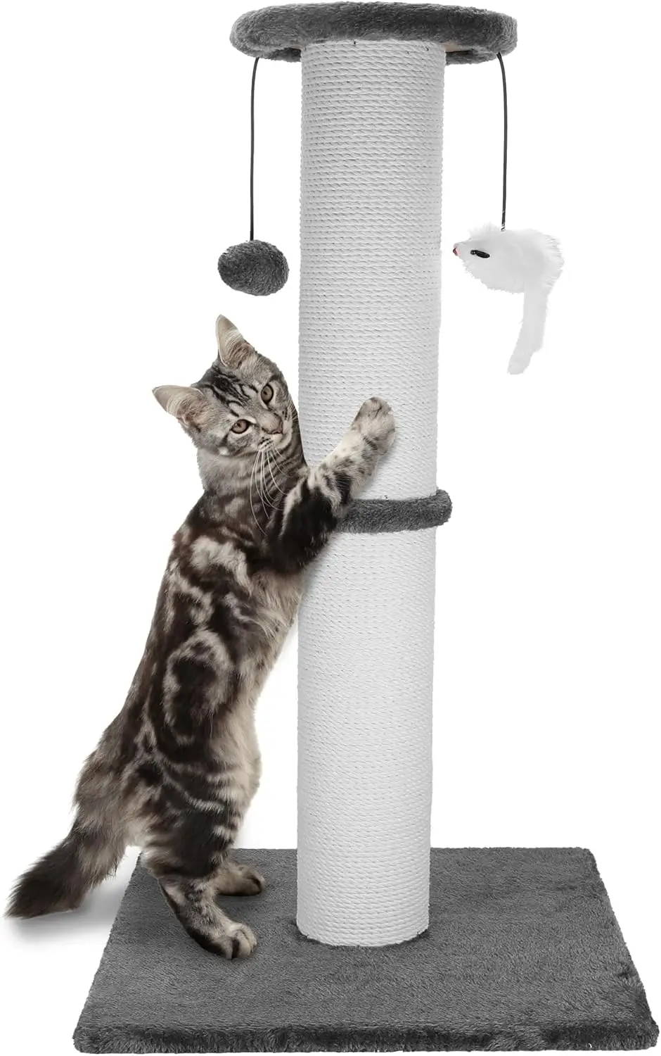 

Cat Scratching Post 34 Inches Heavy Duty and Thicker Cat Scratching Post Cotton Rope with Hanging Ball and Mice Scratchi
