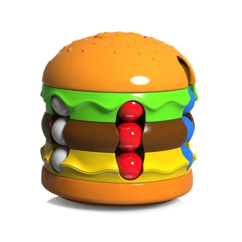 New Hamburger Rotating Magic Cube French Fries Stress Relief Fingertip Toy Develop Intelligence Colorful Bean Finger Gyro Kids