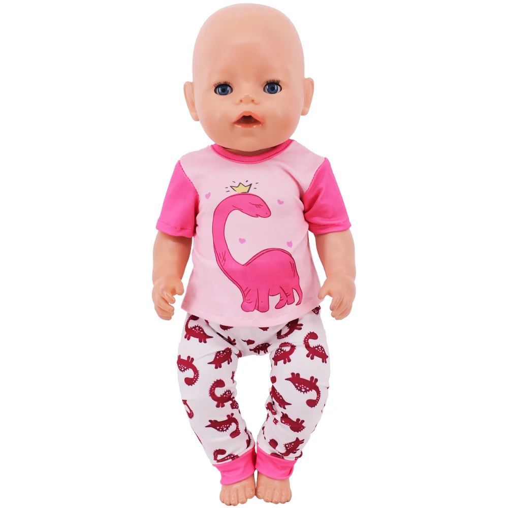 2Pcs/Set Summer t-shirt +Pants Casual Outfit For 18 Inch Doll Gift 43 Cm Reborn Baby Doll Clothes Accessories OG Girl's Toy Gift