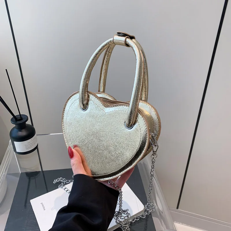 

Golden 2024 New Trend Heart Women Bags Elegant Girl Woman Handbag Shoulder PU PVC Lady Crossbody Purses Tote Luxury Women's Bag