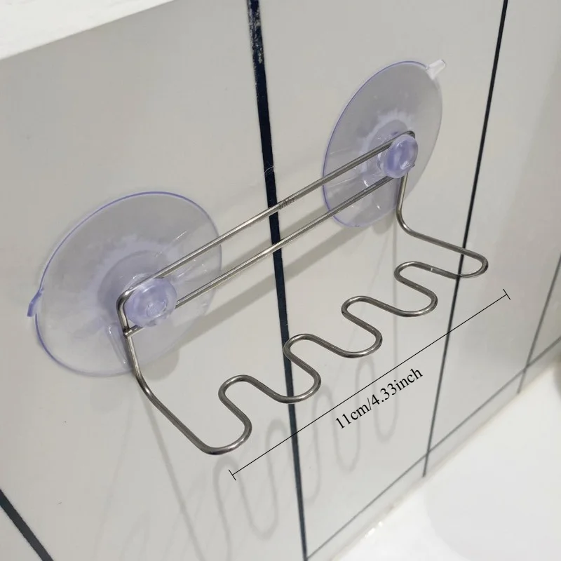 1pc Stainless Steel Toothbrush Holder Suction Cup Type Non Perforated Wall Mounted Toothbrush Rack Bathroom Accessories