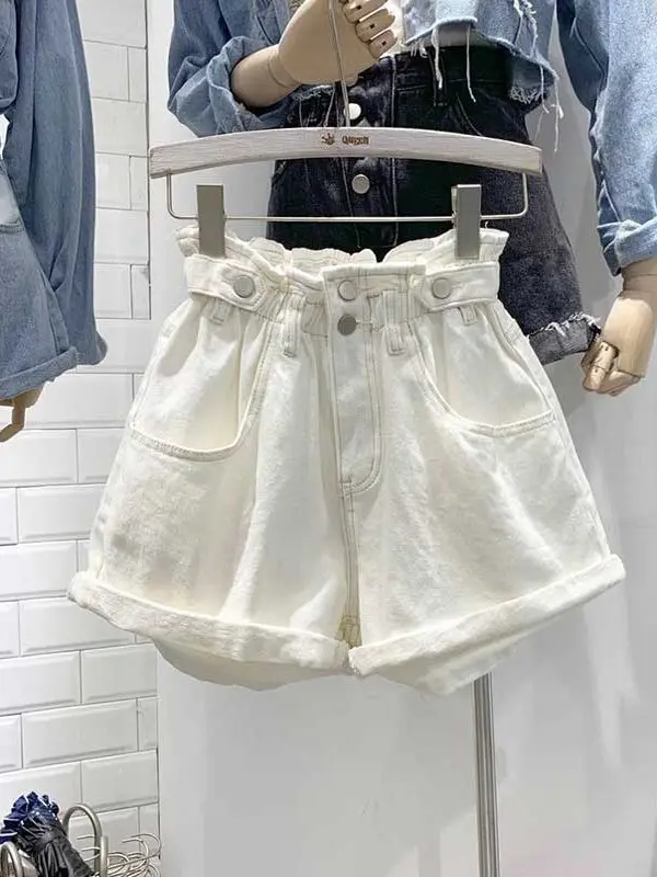 

plus Size Women's A-Line Denim orts Summer Thin Loose Slimming Versatile Hot Pants High Waist Pear ape Casual Wide Leg Jeans